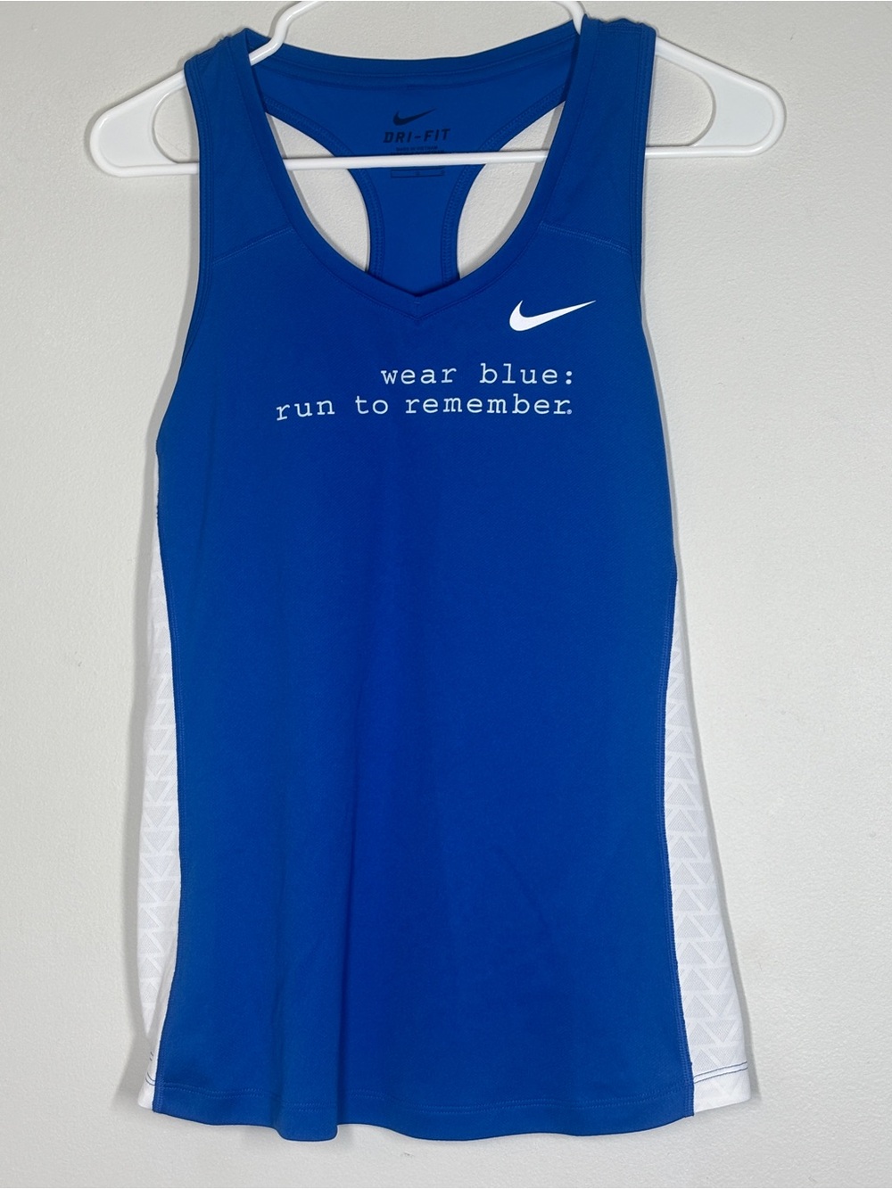 Nike Blue Dri-FIT Racerback Tank with White Side Panels